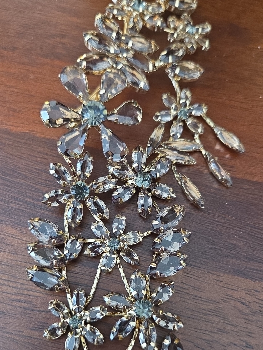 Statement Floral Crystal Necklace in Champagne - Picture 8 of 12